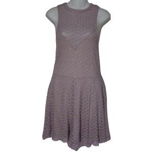 Express Shorts Romper Large Blush Purple High Neck Stretch Lace w/Nude Lining L